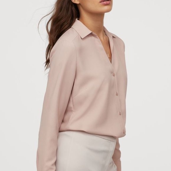 Basler Tops - Long Sleeve Blush Pink Buttoned Blouse